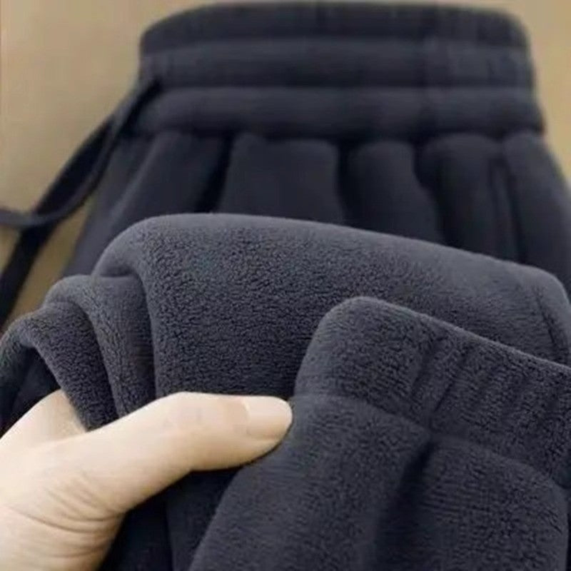Calças Esportivas Femininas de Fleece Dupla Face Engrossadas para Inverno, Uso Externo, Quentes, Forradas com Orlon, Estilo C...