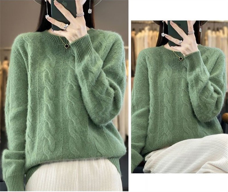 Feminino 100% lã merino camisola o pescoço manga longa cashmere malhas pulôver aliselect moda outono inverno roupas topos