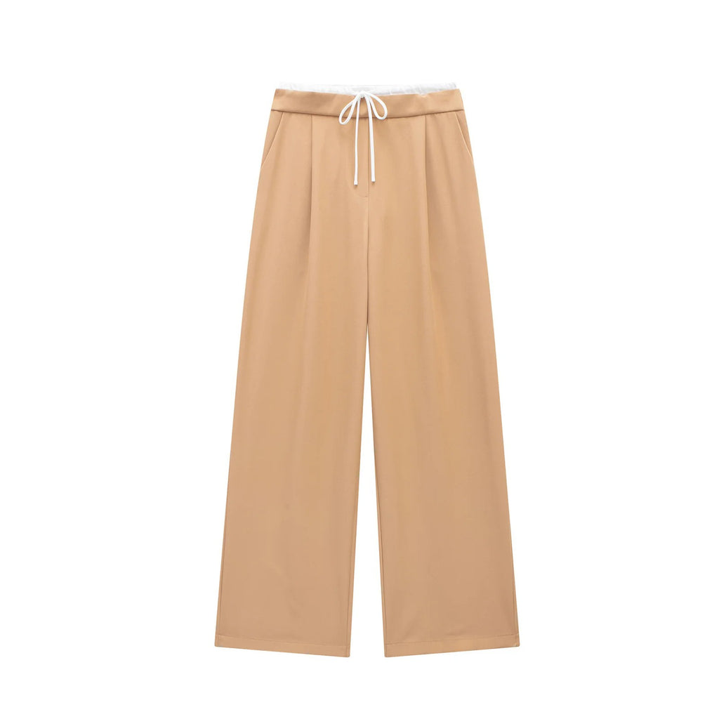 Hxao Pleated Wide-Leg Lace-Up Trousers