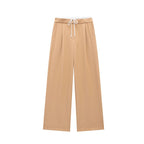 Hxao Pleated Wide-Leg Lace-Up Trousers