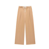 Hxao Pleated Wide-Leg Lace-Up Trousers