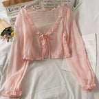 Mimi Lace Bow Ruffle Sun-Protection Cardigan