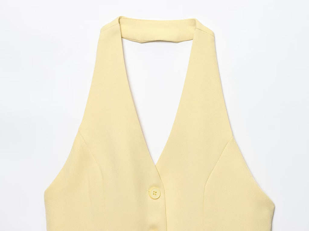 Odette Buttoned Vest & Straight-Leg Pants Set