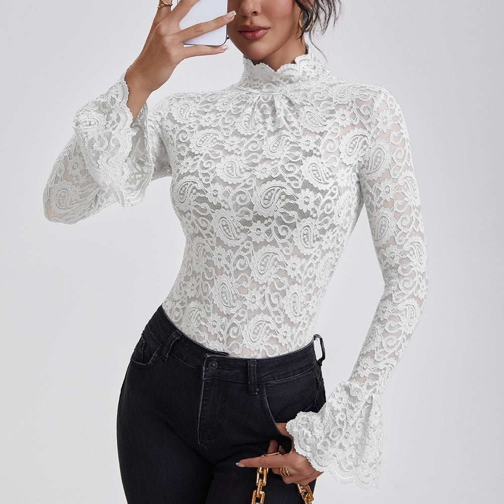 Anfilia Lace Turtleneck Blouse