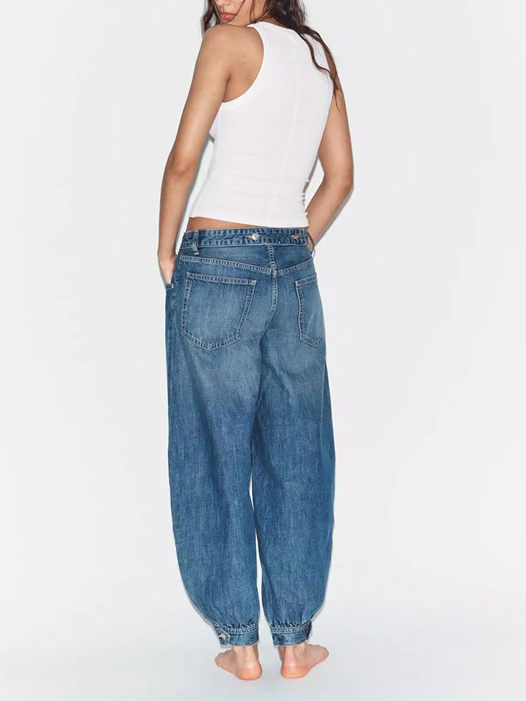 Josie Balloon-Leg Jeans with Bow Detail