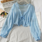 Mimi Lace Bow Ruffle Sun-Protection Cardigan