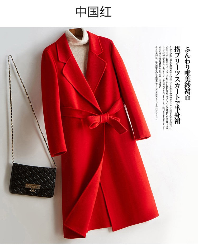 Casaco Feminino CAIXINGLE de Lã 100% com Cinto, Elegante e Moderno, em Lã e Caxemira, Estilo Aberto
