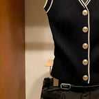 Monique Contrast-Trim Knit Vest