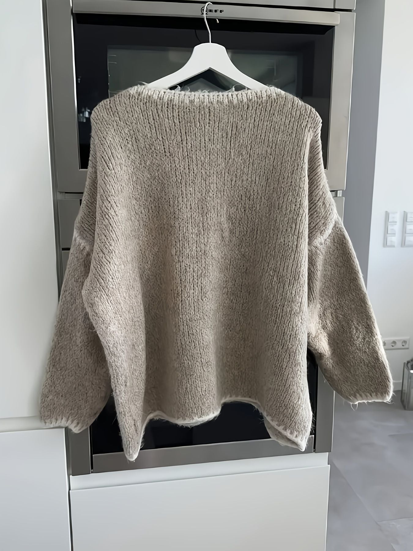 Suéter feminino de outono e inverno com blocos de cores, gola redonda, manga comprida, solto, estilo vintage casual, top de malha.