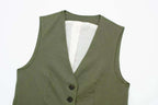 Piper Slim V-Neck Vest & Pleated Shorts Set