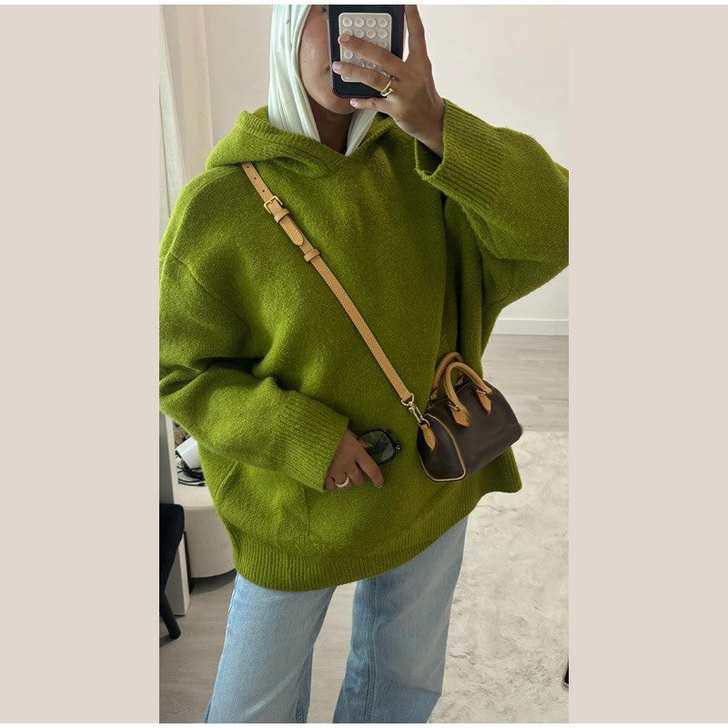 Aria Hooded Knit Pullover Sweater