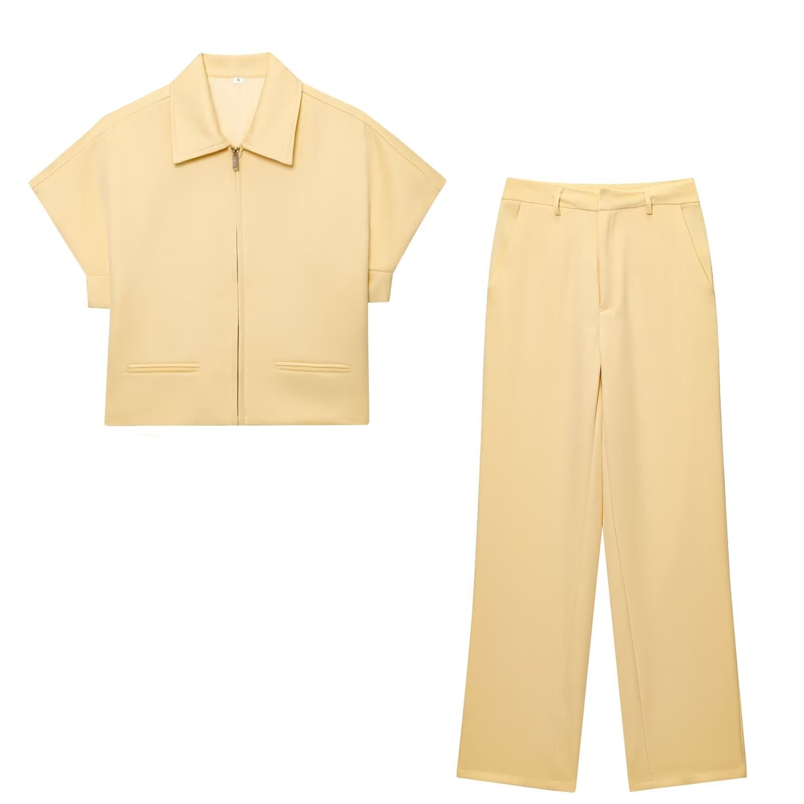 Noelle Zip-Front Wide-Leg Set