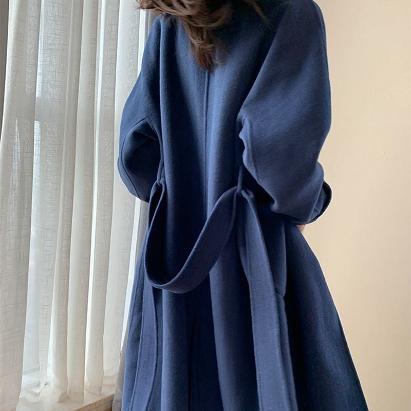 Odette Belted Navy Wool Trench Coat
