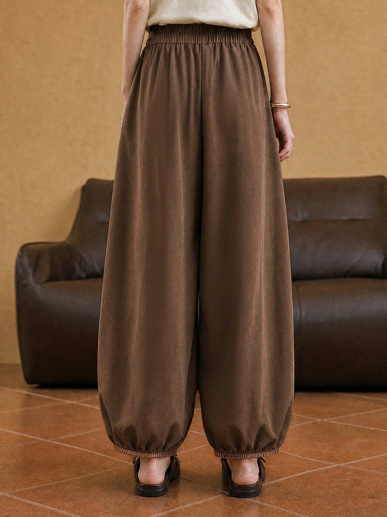 XIAOGULI Caramel Brown Harem Pants
