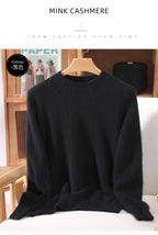 Outono e inverno novo suéter de caxemira de vison feminino curto grosso semi-gola alta camisa de fundo cor sólida simples topo