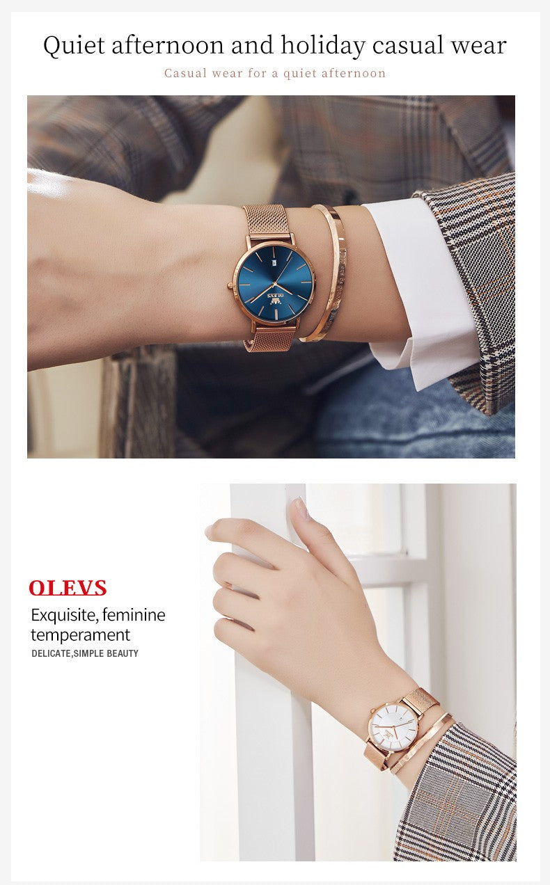 OLEVS Celeste Rose Gold Watch Gift Set