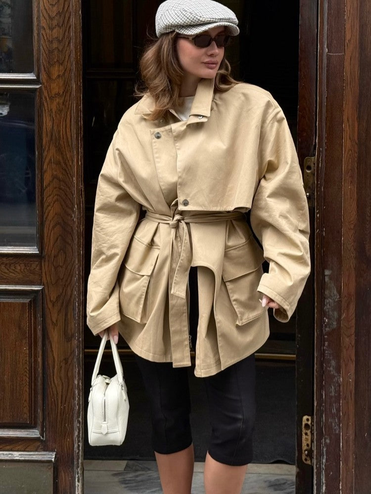 Rowan Belted Khaki Trench Coat