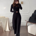 Elena Round-Neck Blouse & Elastic-Waist Pants Set
