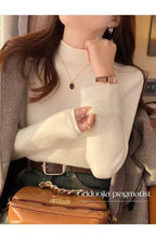 Branco de malha velo forrado meia gola alta camisola moda feminina outono inverno interior usar base camisa integrada velo topo