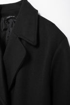 Hh feminino inverno casual mistura de lã entalhado lapela gola casaco chique trespassado trench coats oversized feminino jaquetas longas