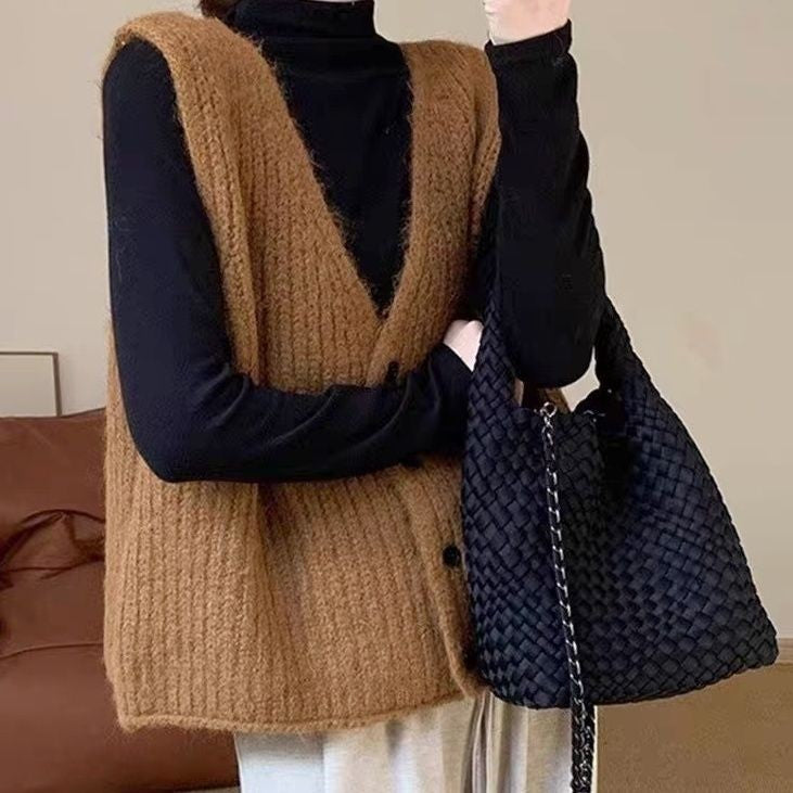 Hazel Relaxed V-Neck Knit Vest