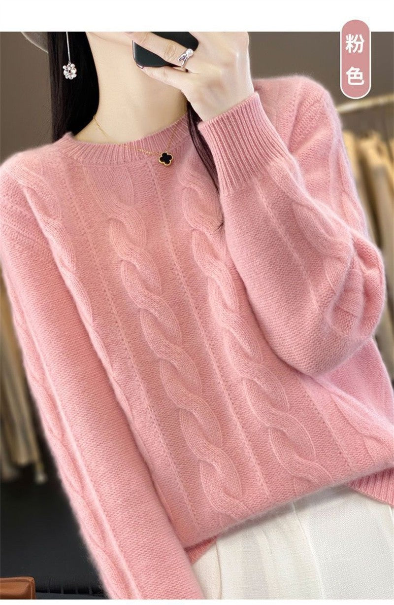 Feminino 100% lã merino camisola o pescoço manga longa cashmere malhas pulôver aliselect moda outono inverno roupas topos