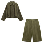Marielle Faux-Suede Jacket & Bermuda Shorts Set