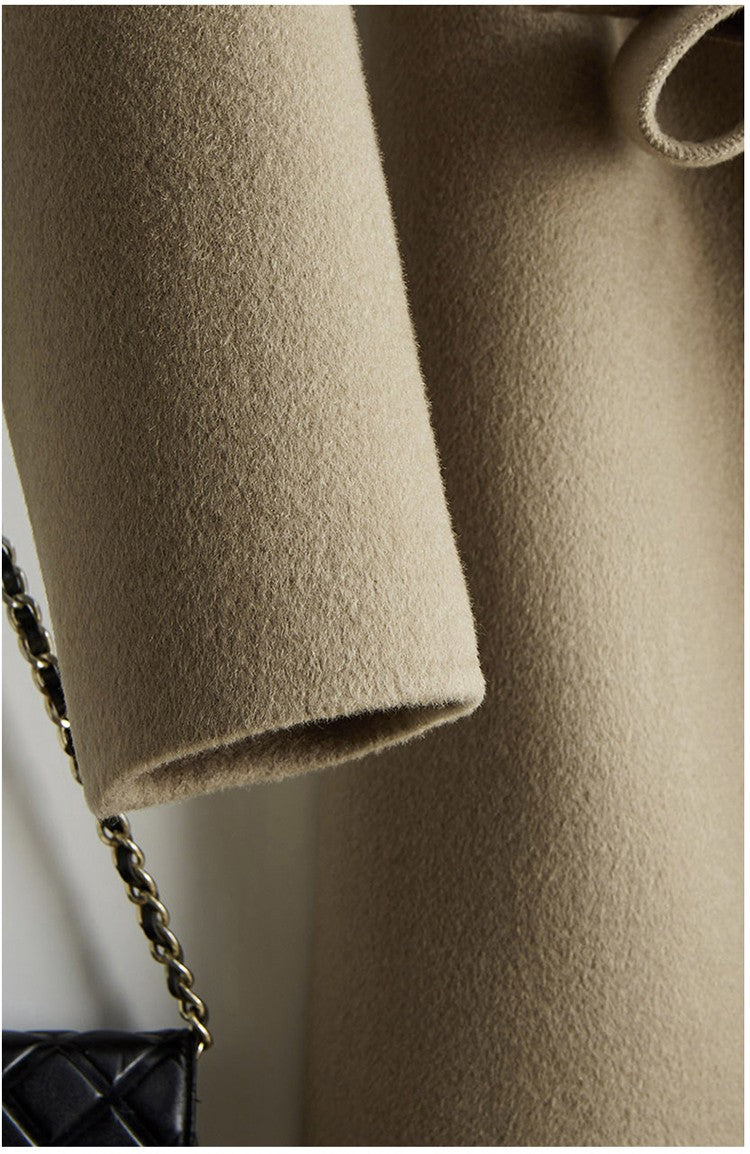 Casaco Feminino CAIXINGLE de Lã 100% com Cinto, Elegante e Moderno, em Lã e Caxemira, Estilo Aberto