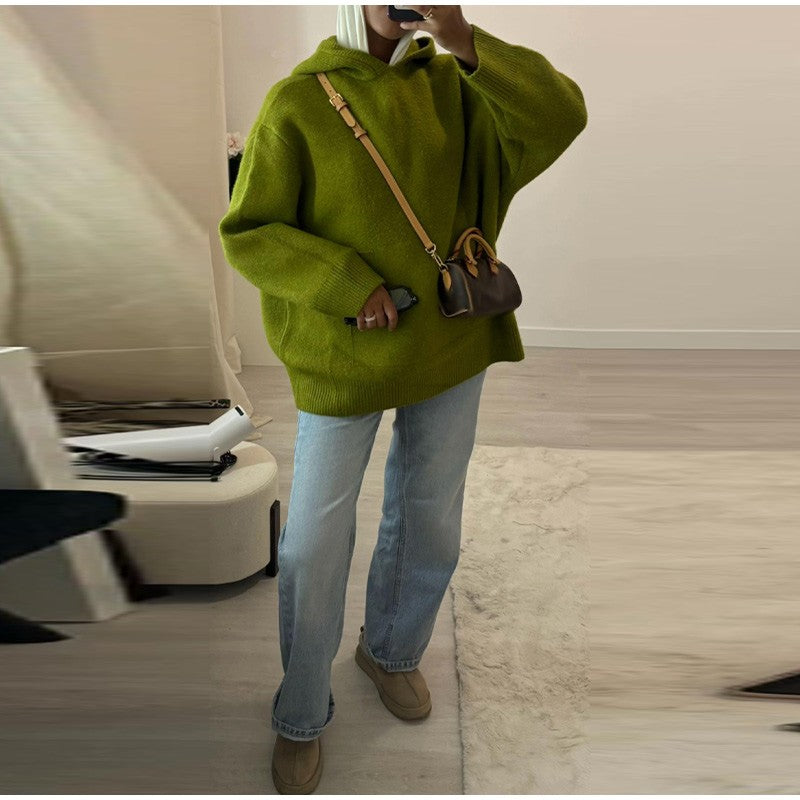Aria Hooded Knit Pullover Sweater