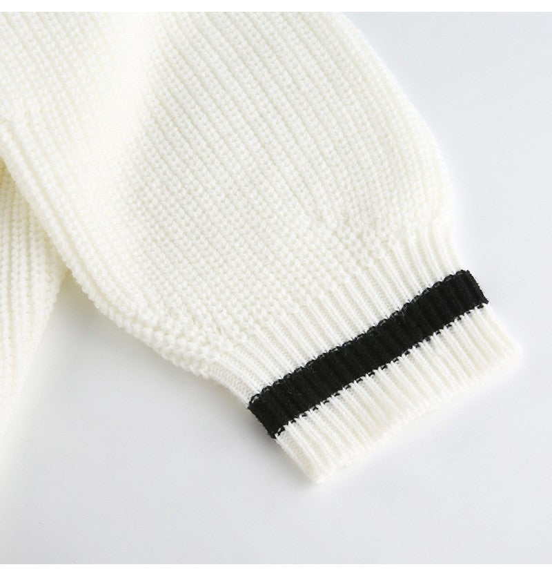 Nova camisola feminina outono inverno malha coreano streetwear solto pulôver sweatshirts chiques topos manga longa com decote em v camisola de malha