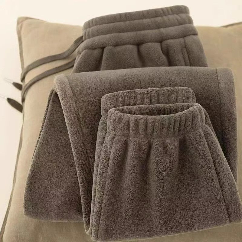 Calças Esportivas Femininas de Fleece Dupla Face Engrossadas para Inverno, Uso Externo, Quentes, Forradas com Orlon, Estilo C...