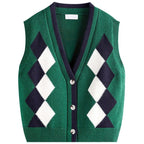 Margot Plaid V-Neck Knit Vest