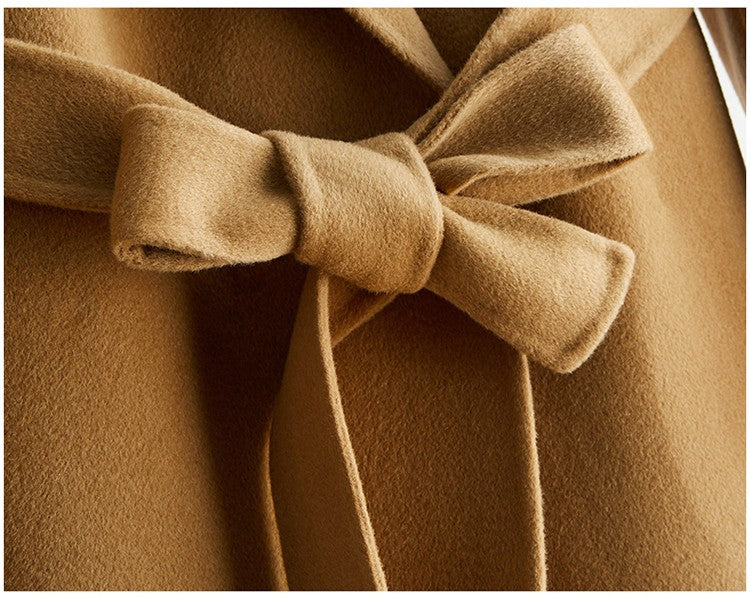 Casaco Feminino CAIXINGLE de Lã 100% com Cinto, Elegante e Moderno, em Lã e Caxemira, Estilo Aberto