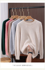 Outono e inverno novo suéter de caxemira de vison feminino curto grosso semi-gola alta camisa de fundo cor sólida simples topo