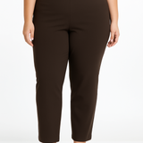 Plus Size Pull On Ankle Pants - Chocolate Brown