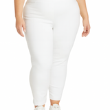 Plus Size White Ankle Pants with Back Pockets
